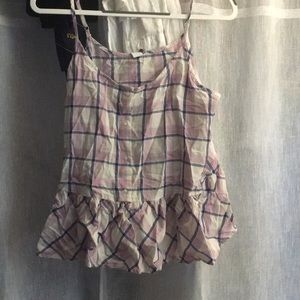 Checker patterned spaghetti strap top